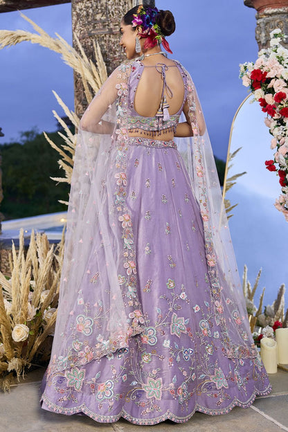 Purple Silk Lehenga Choli - SFPRF261701R