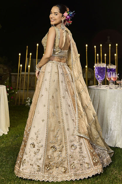 Beige Silk Lehenga Choli - SFPRF261703R