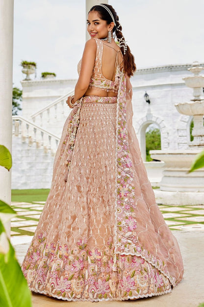 Beige Silk Lehenga Choli - SFPRF261705R