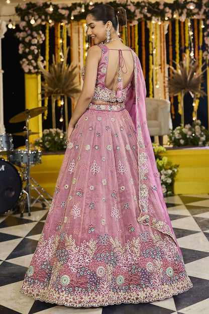 Pink Silk Lehenga Choli - SFPRF261707R