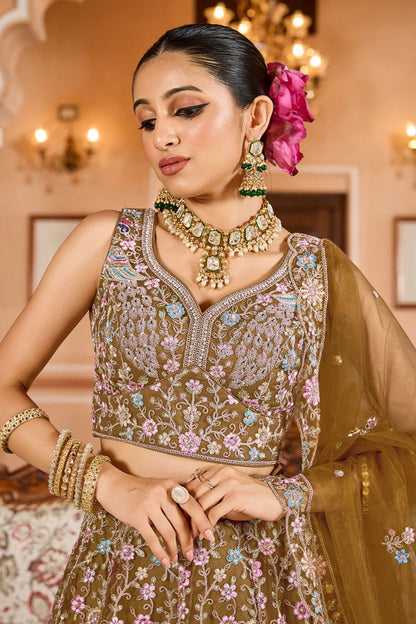 Yellow Net Wedding Sangeet Lehenga Choli SFPRF265608