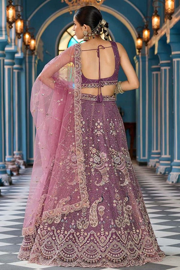 Magenta Wedding Reception Net Lehenga Choli SFPRF266906