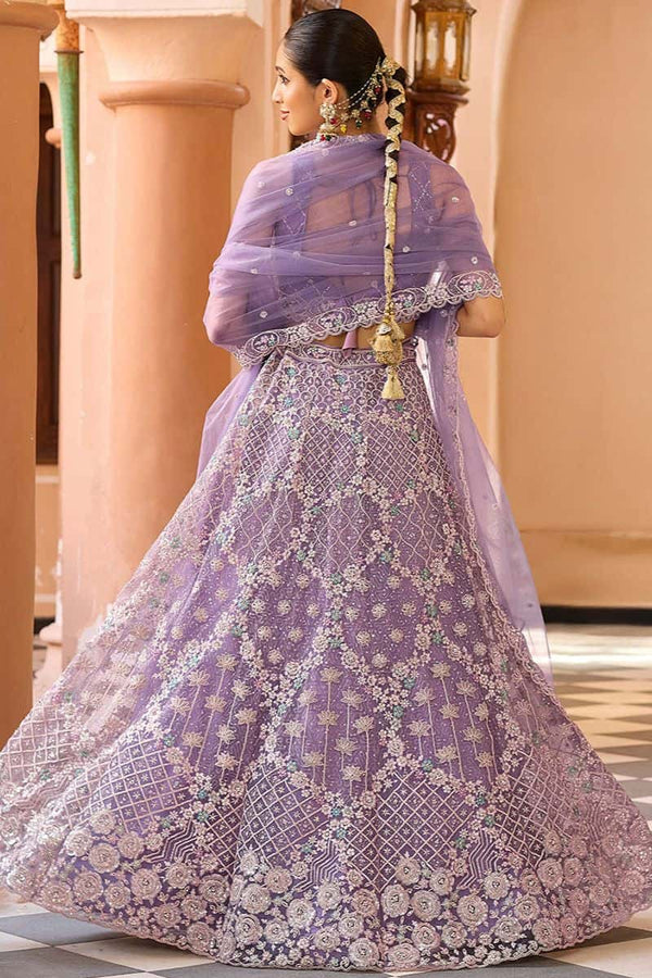 Purple Engagement Wedding Net Lehenga Choli - SFPRF266911
