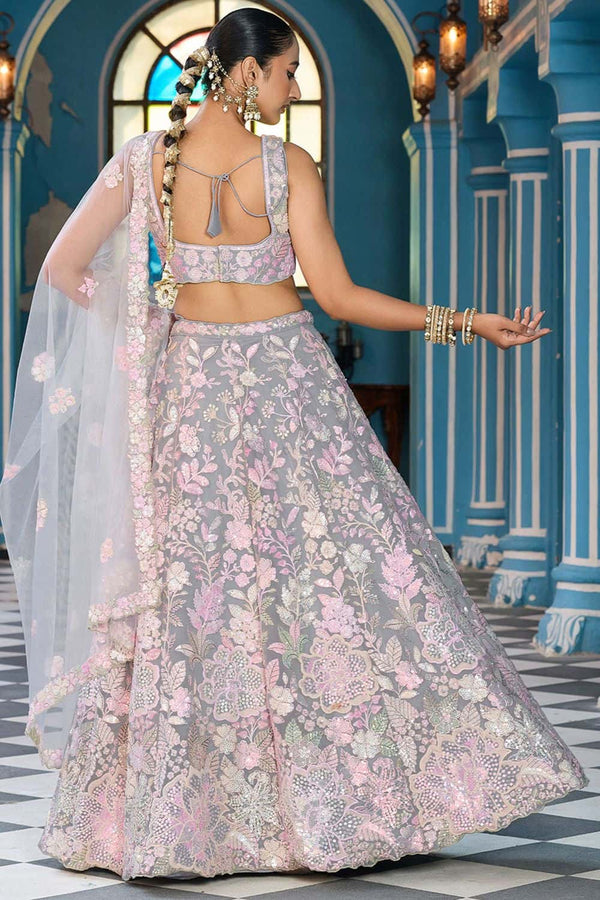 Grey Net Engagement Sangeet Lehenga Choli  SFPRF268202