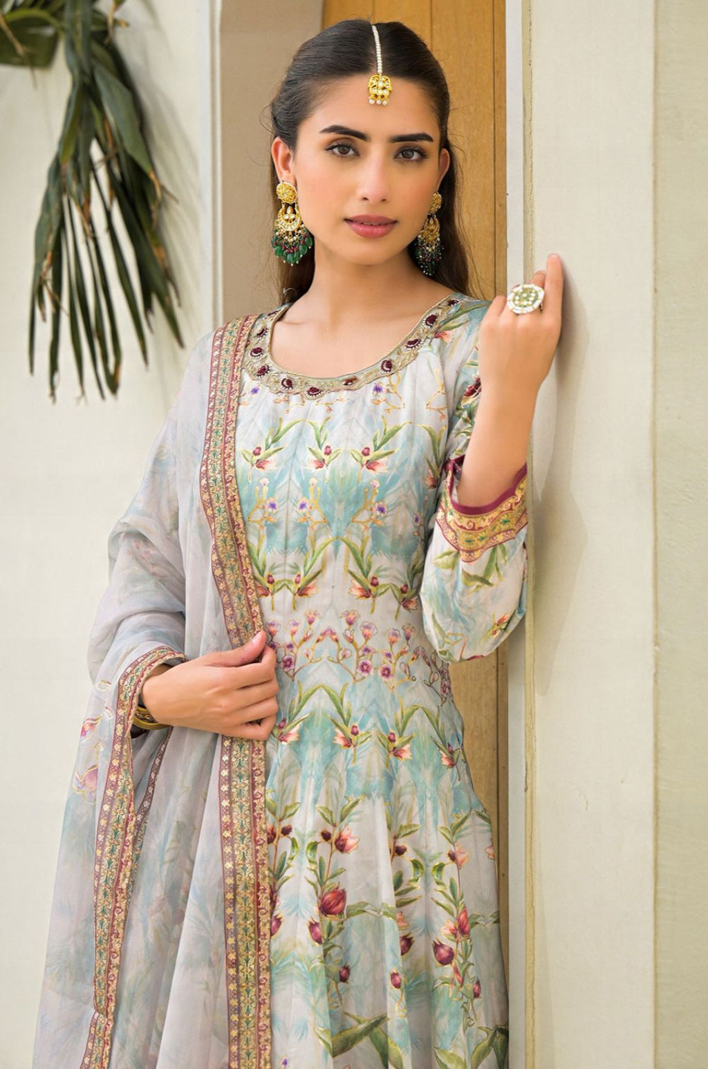 Green Satin Salwar Kameez - SFPRF276801R