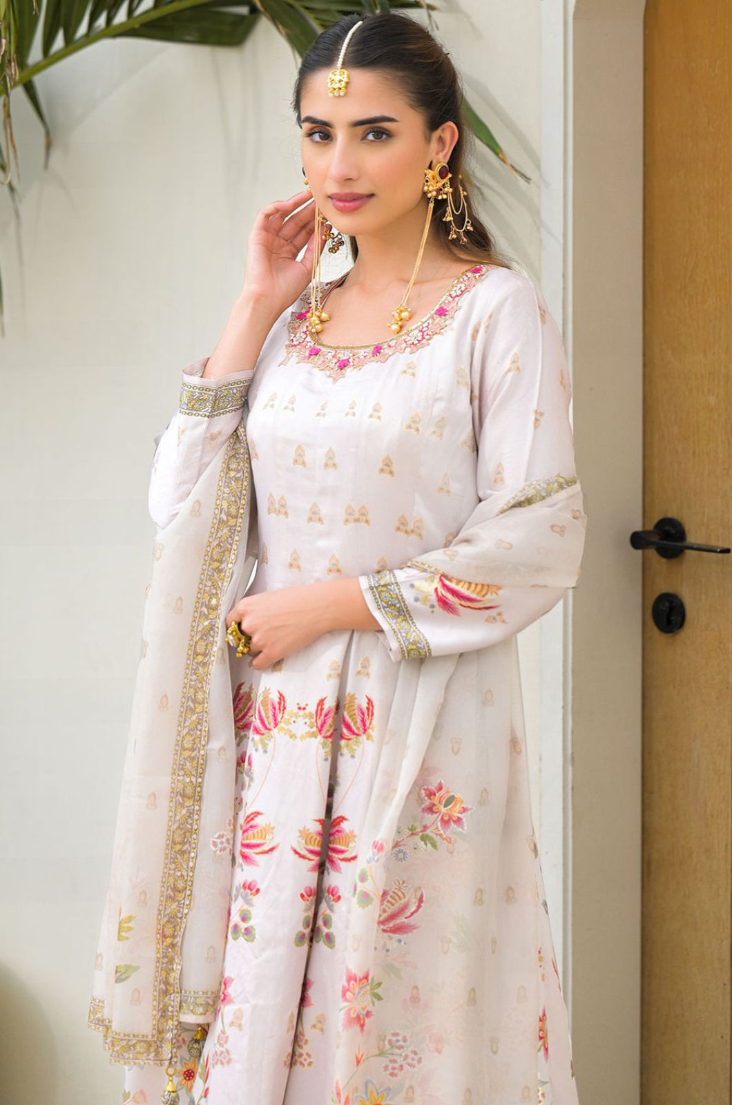 White Satin Salwar Kameez - SFPRF276804R