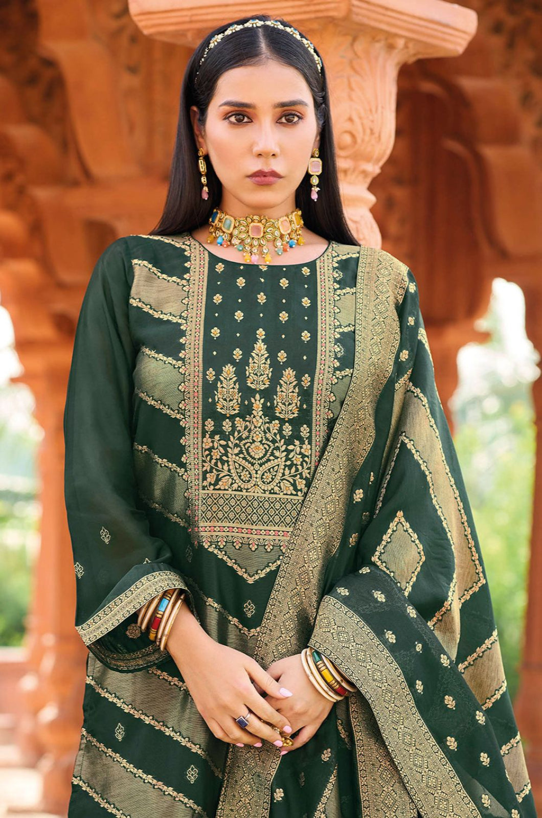 Green Silk Salwar Kameez - SFPRF278502