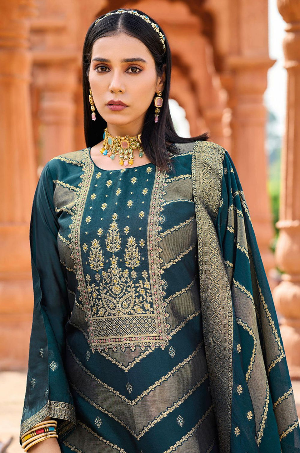 Blue Silk Salwar Kameez - SFPRF278504