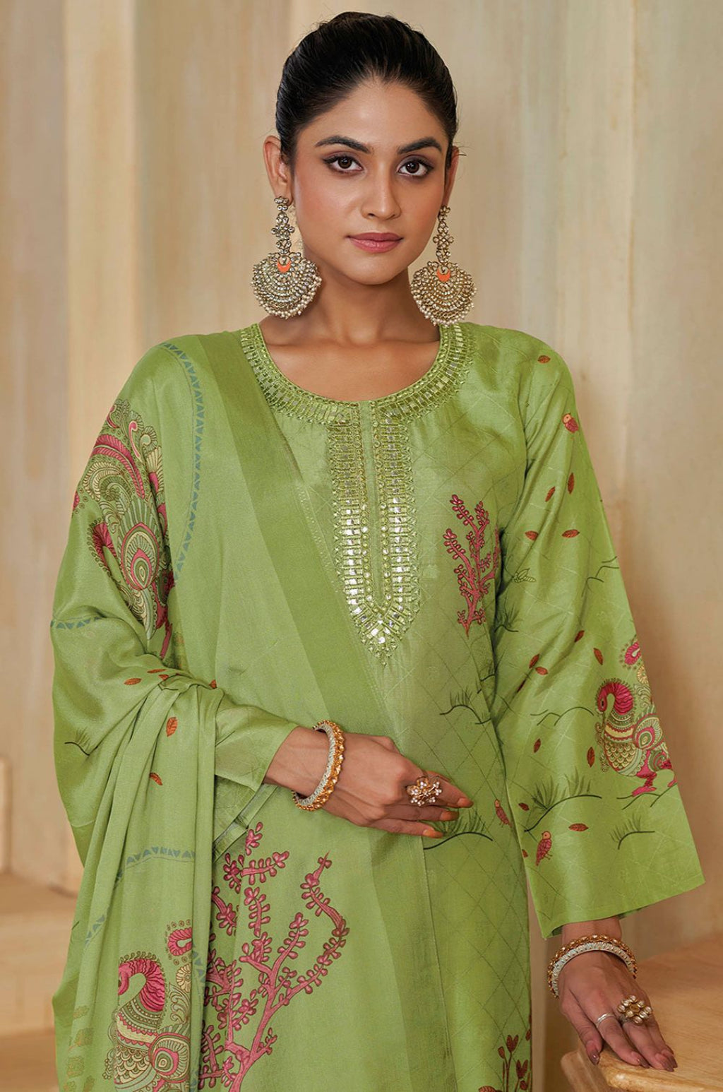 Green Silk Salwar Kameez - SFPRF278604