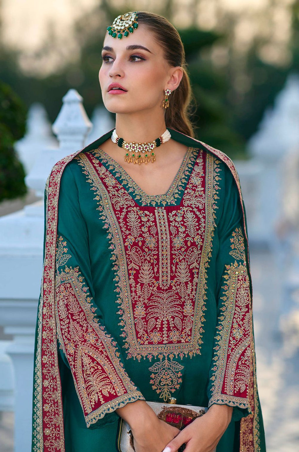 Green Silk Salwar Kameez - SFPRF278702