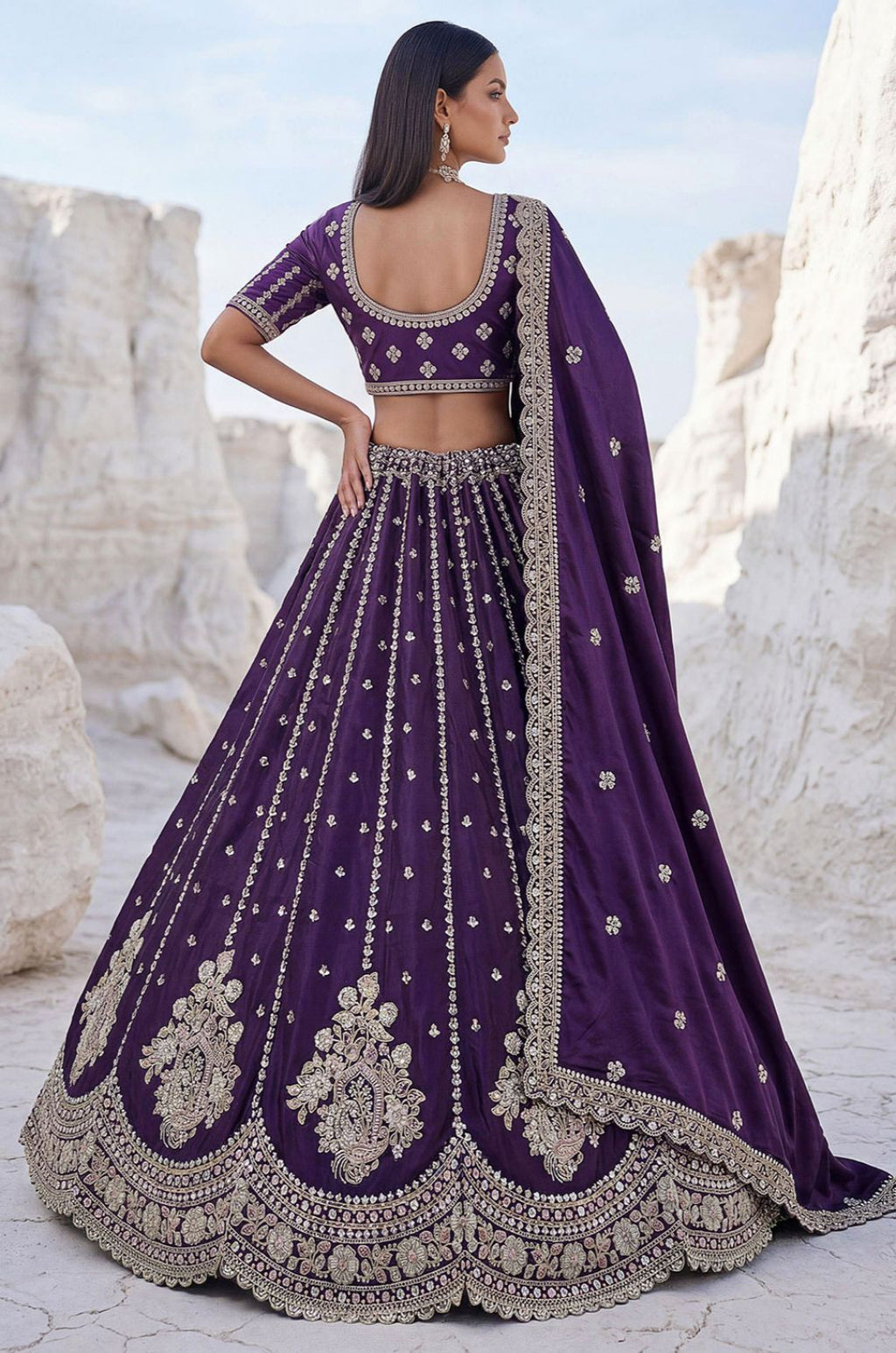 Purple Silk Lehenga Choli - SFPRF279405
