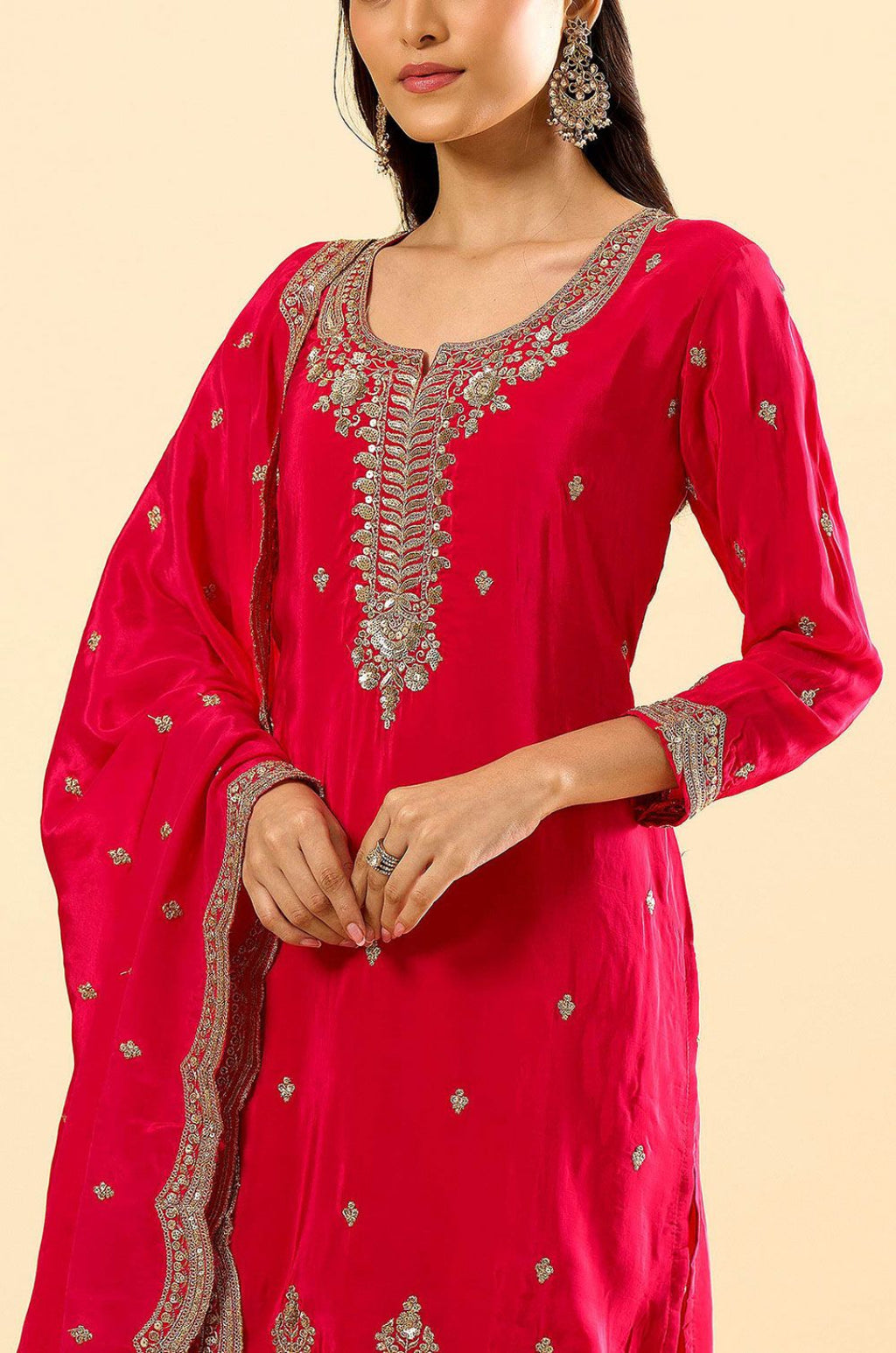 Pink Silk Salwar Kameez - SFPRF279702R