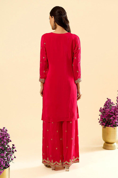 Pink Silk Salwar Kameez - SFPRF279702R