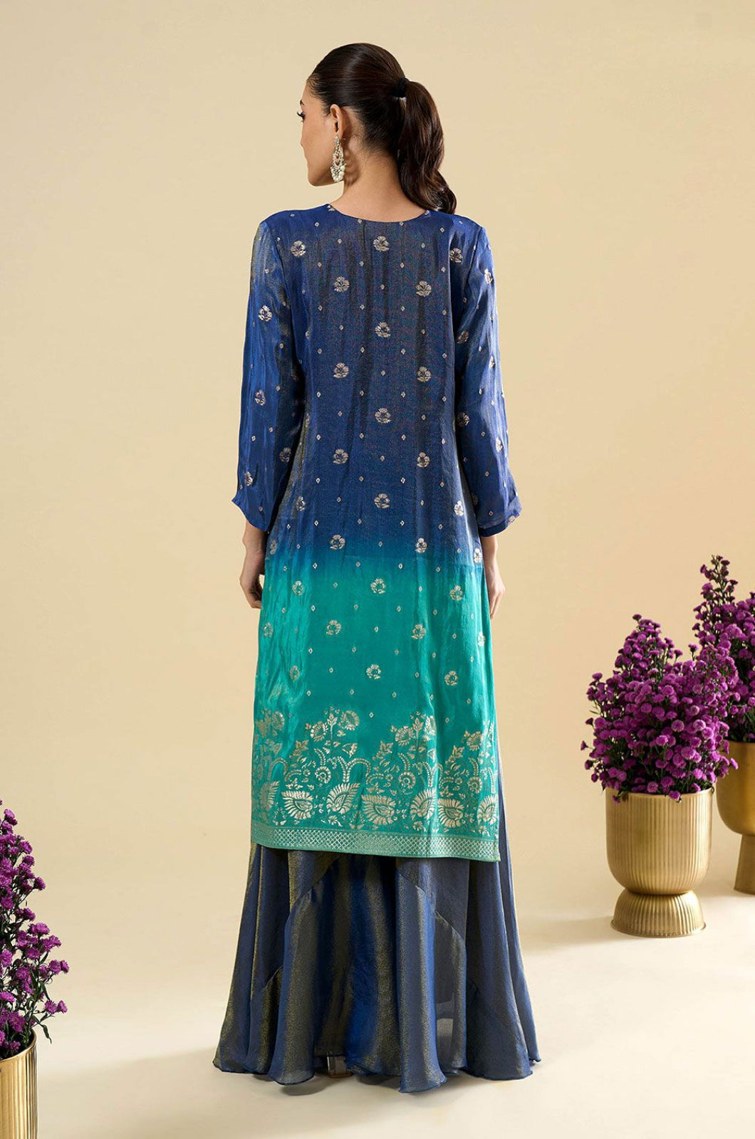 Blue Viscose Salwar Kameez - SFPRF279801R