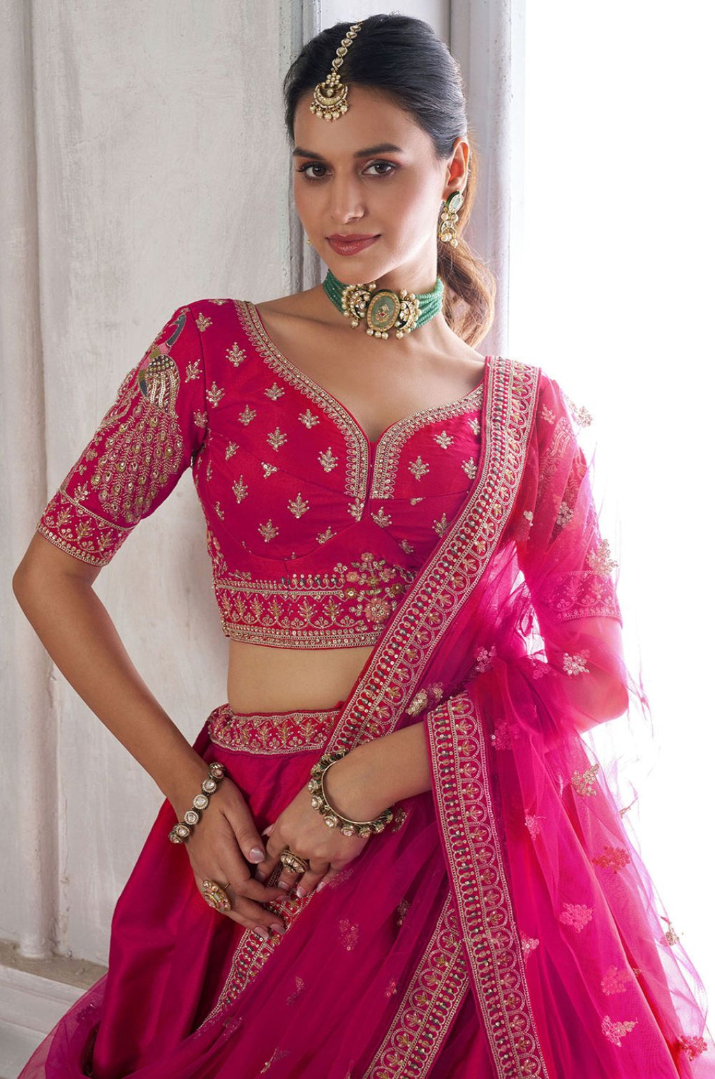 Pink Silk Lehenga Choli - SFPRF280002