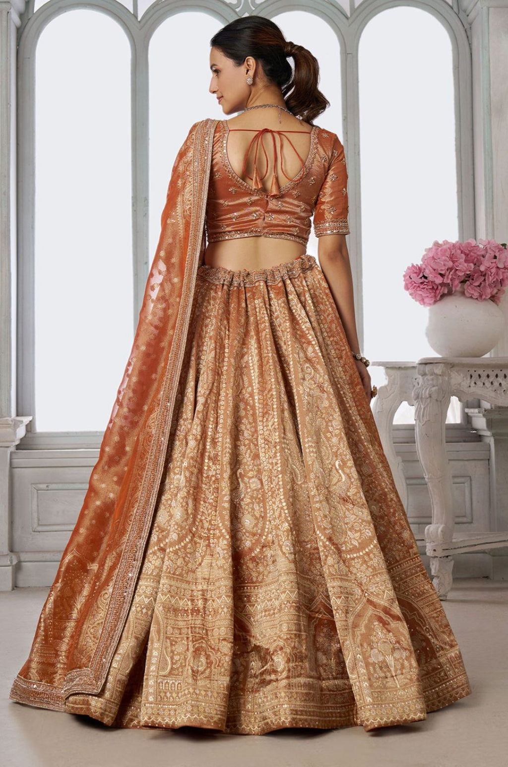 Orange Kanjivaram Lehenga Choli - SFPRF280005