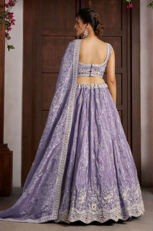 Purple Tissue Lehenga Choli - SFPRF280010