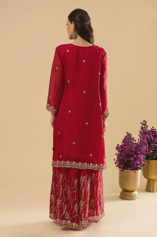Maroon Silk Salwar Kameez - SFPRF280103R