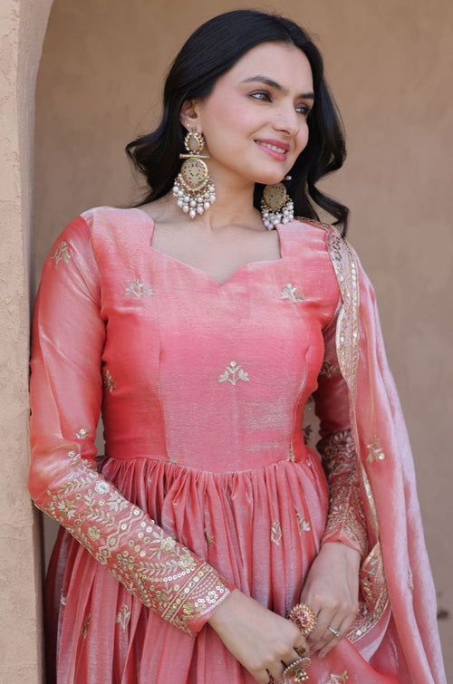 Pink Silk Gowns - SFPRF280301R