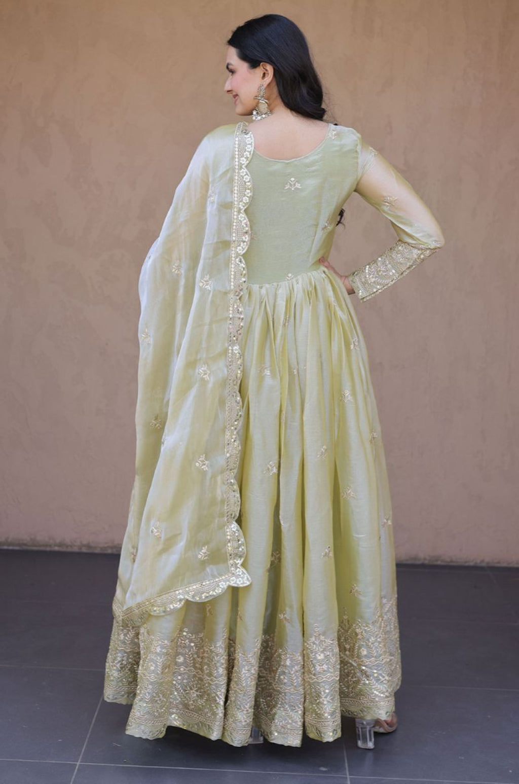 Green Silk Gowns - SFPRF280302R