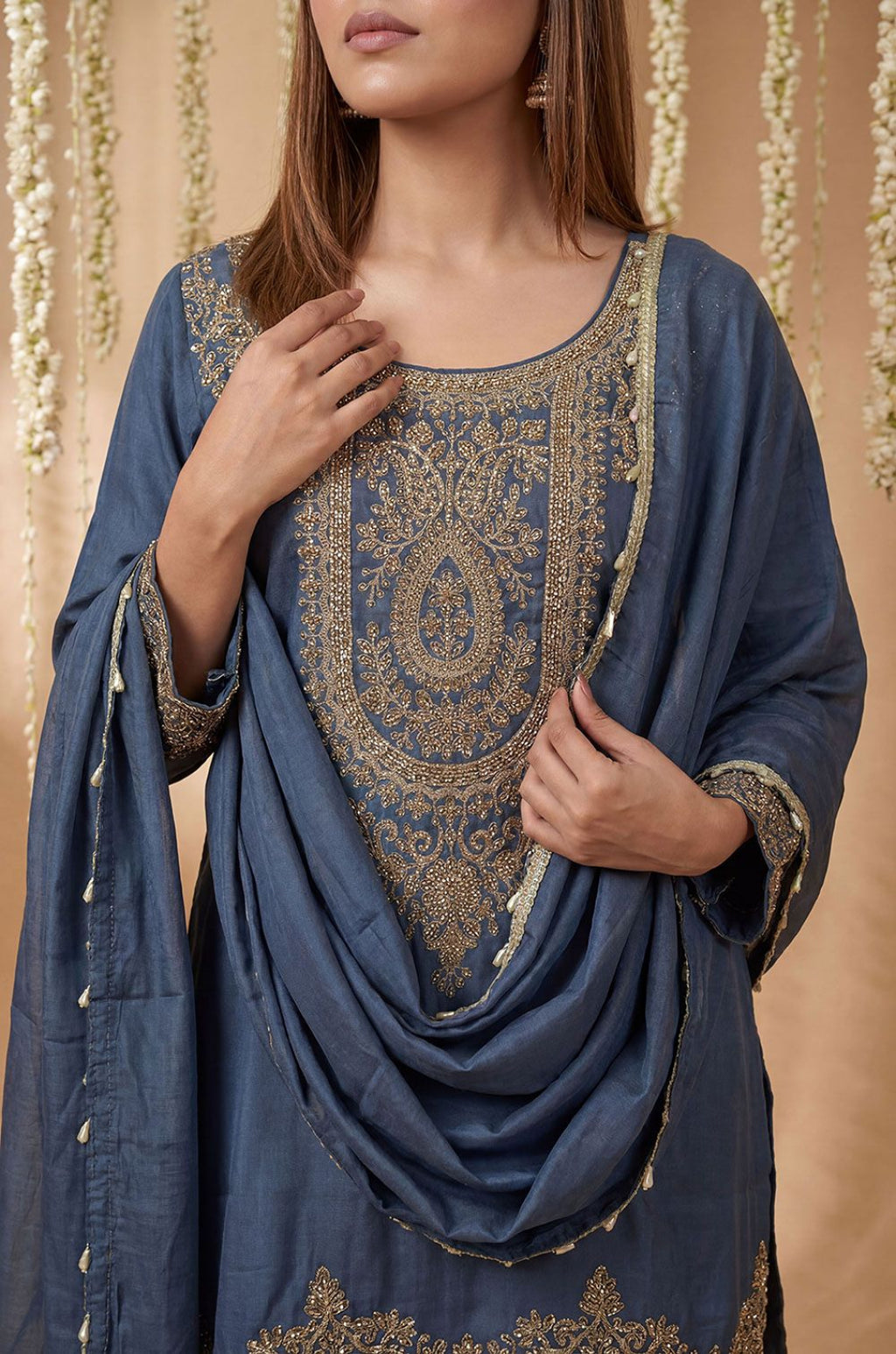 Blue Tissue Salwar Kameez - SFPRF281101R
