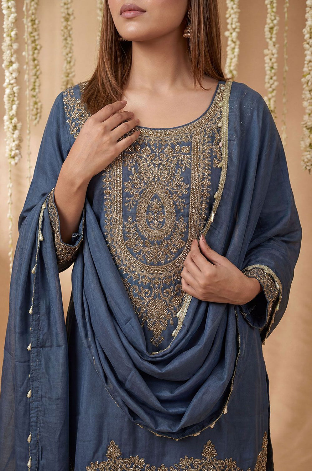 Blue Tissue Salwar Kameez - SFPRF281101R