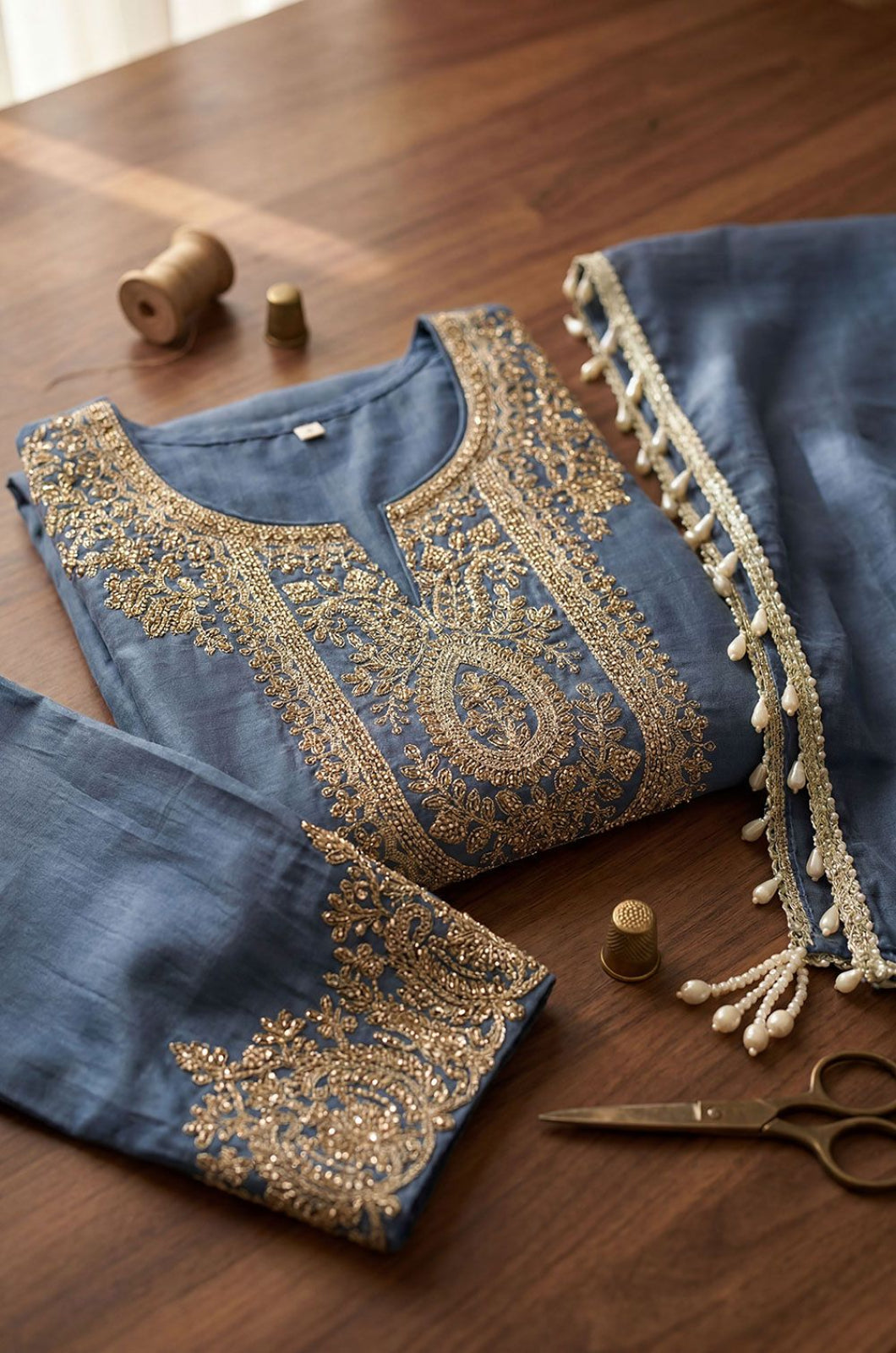 Blue Tissue Salwar Kameez - SFPRF281101R