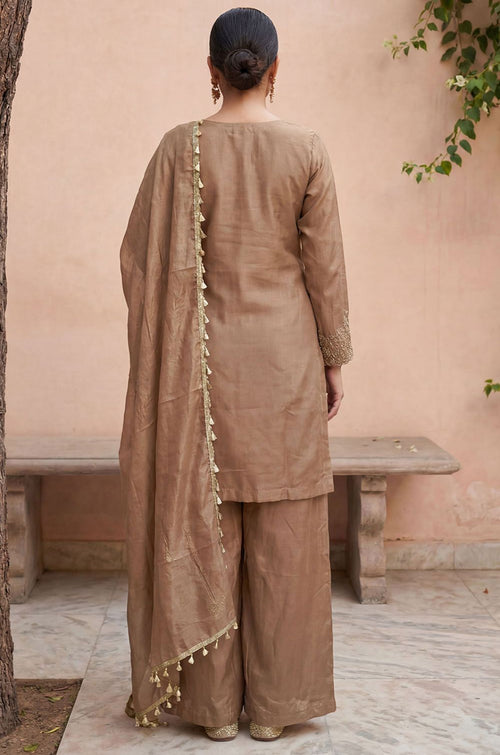 Beige Tissue Salwar Kameez - SFPRF281102R
