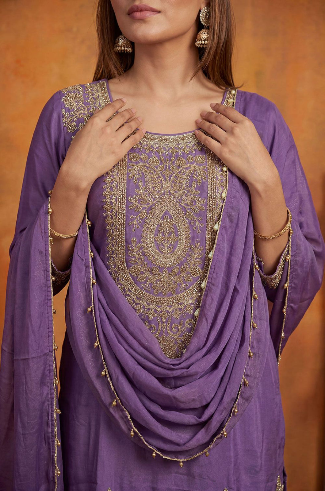 Purple Tissue Salwar Kameez - SFPRF281103R