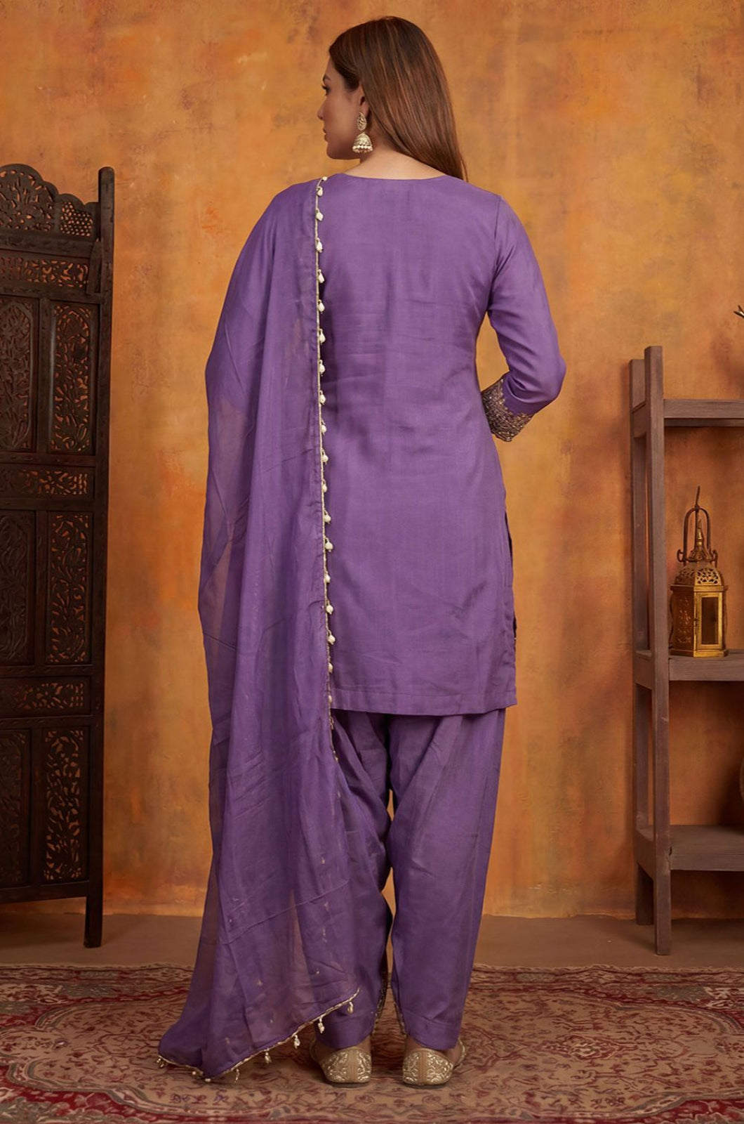 Purple Tissue Salwar Kameez - SFPRF281103R