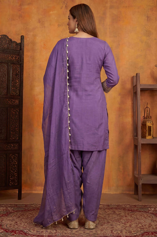 Purple Tissue Salwar Kameez - SFPRF281103R