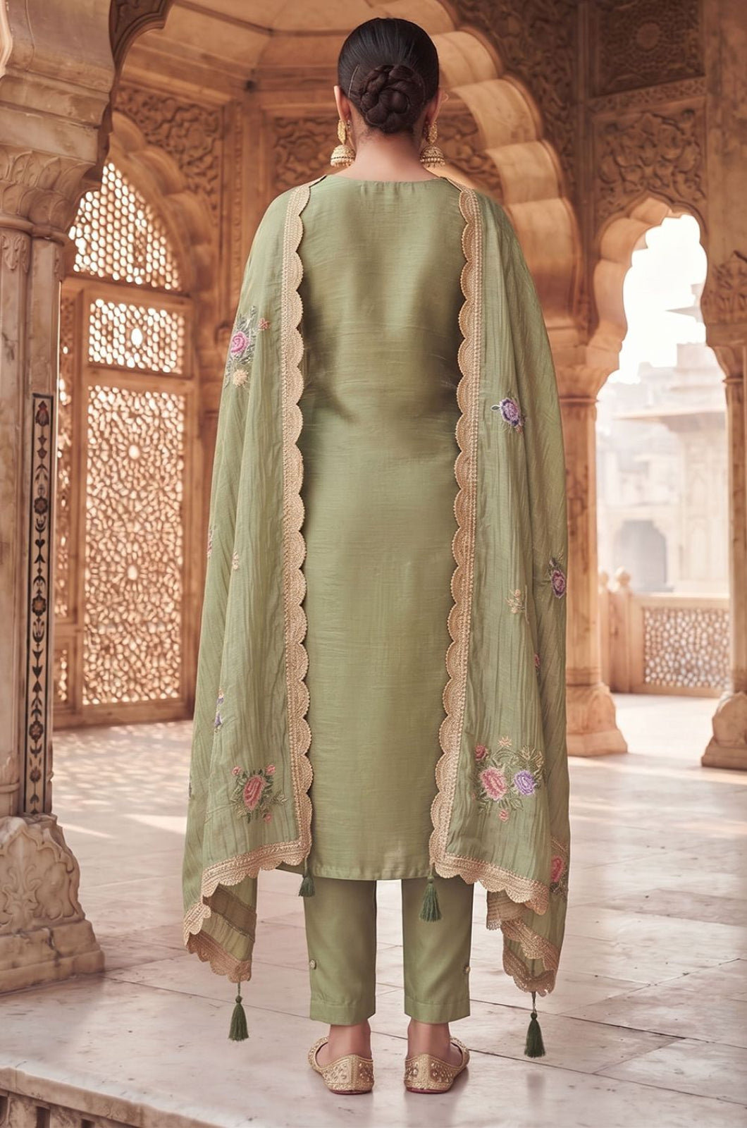 Green Silk Salwar Kameez - SFPRF281402