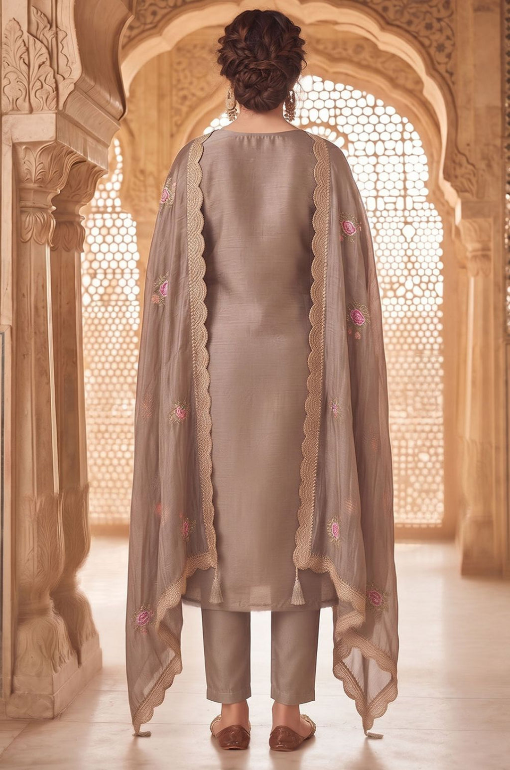 Grey Silk Salwar Kameez - SFPRF281403