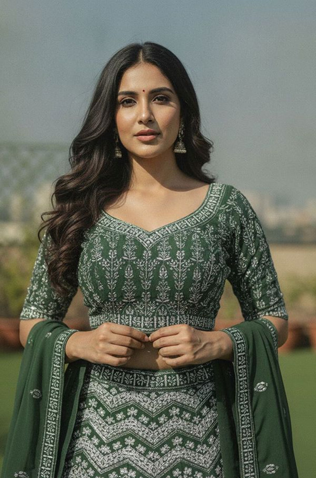 Green Georgette Lehenga Choli - SFSA577902