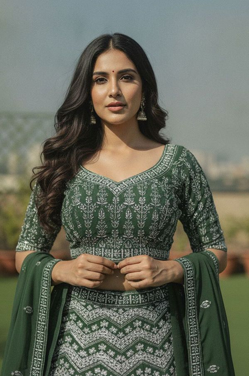 Green Georgette Lehenga Choli - SFSA577902