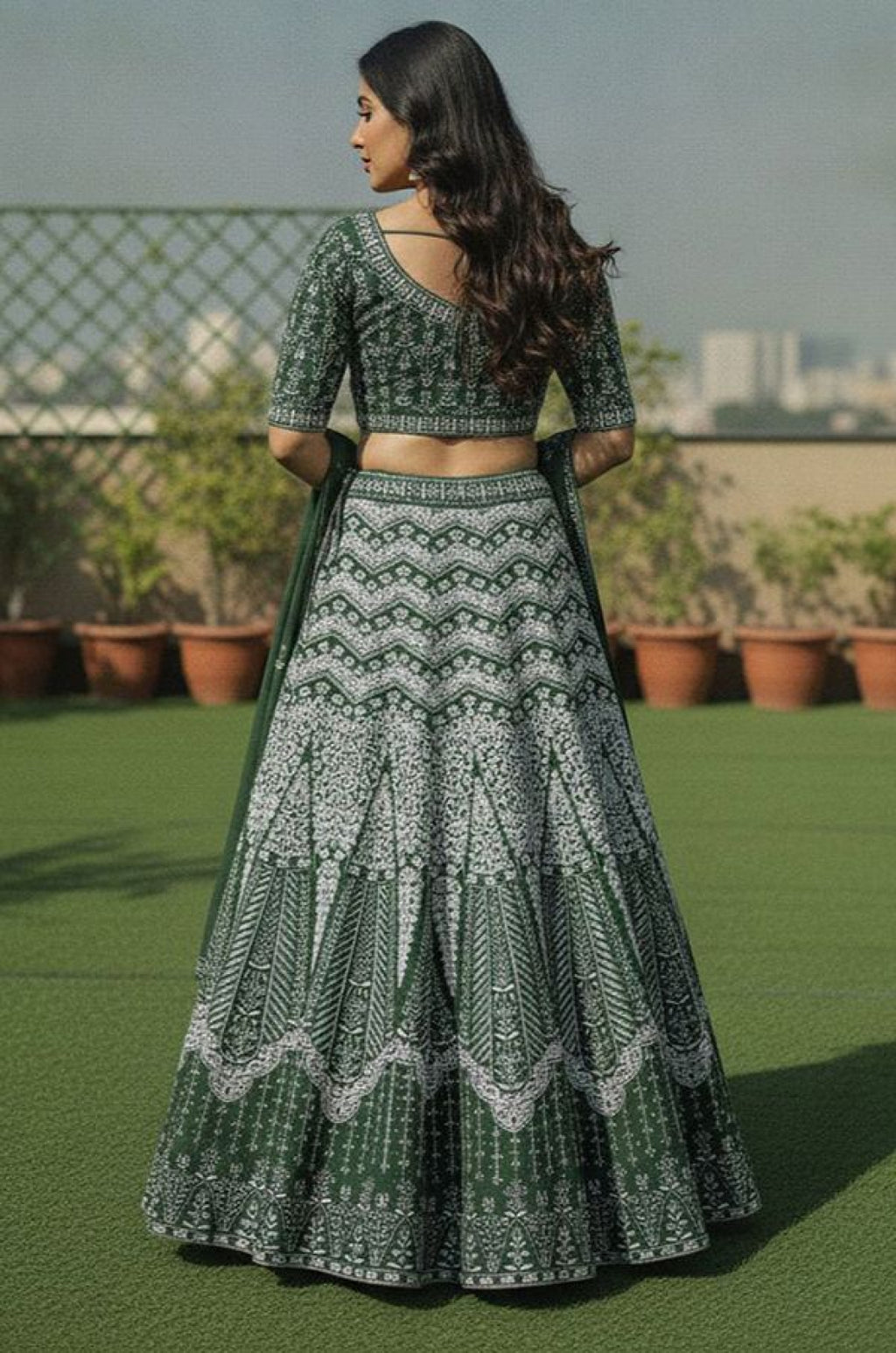 Green Georgette Lehenga Choli - SFSA577902