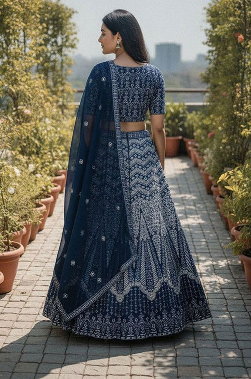 Blue Georgette Lehenga Choli - SFSA577904