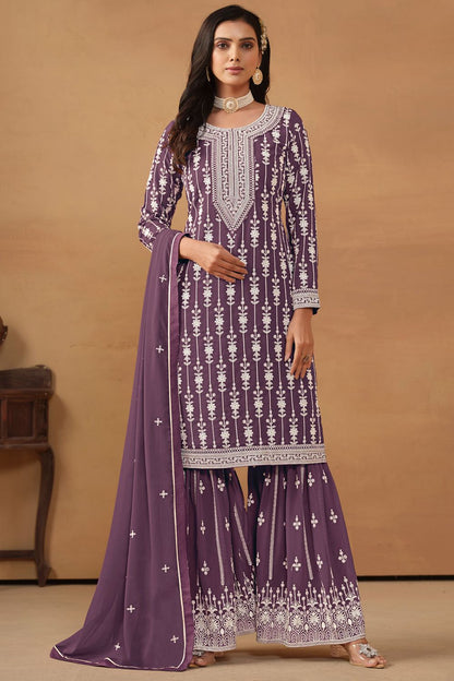 Purple Georgette Salwar Kameez - SFDFS26902