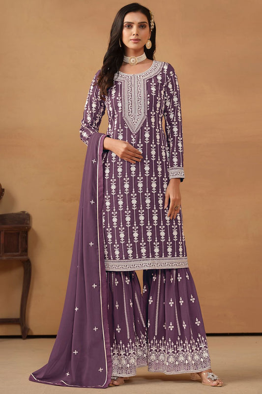 Purple Georgette Salwar Kameez - SFDFS26902