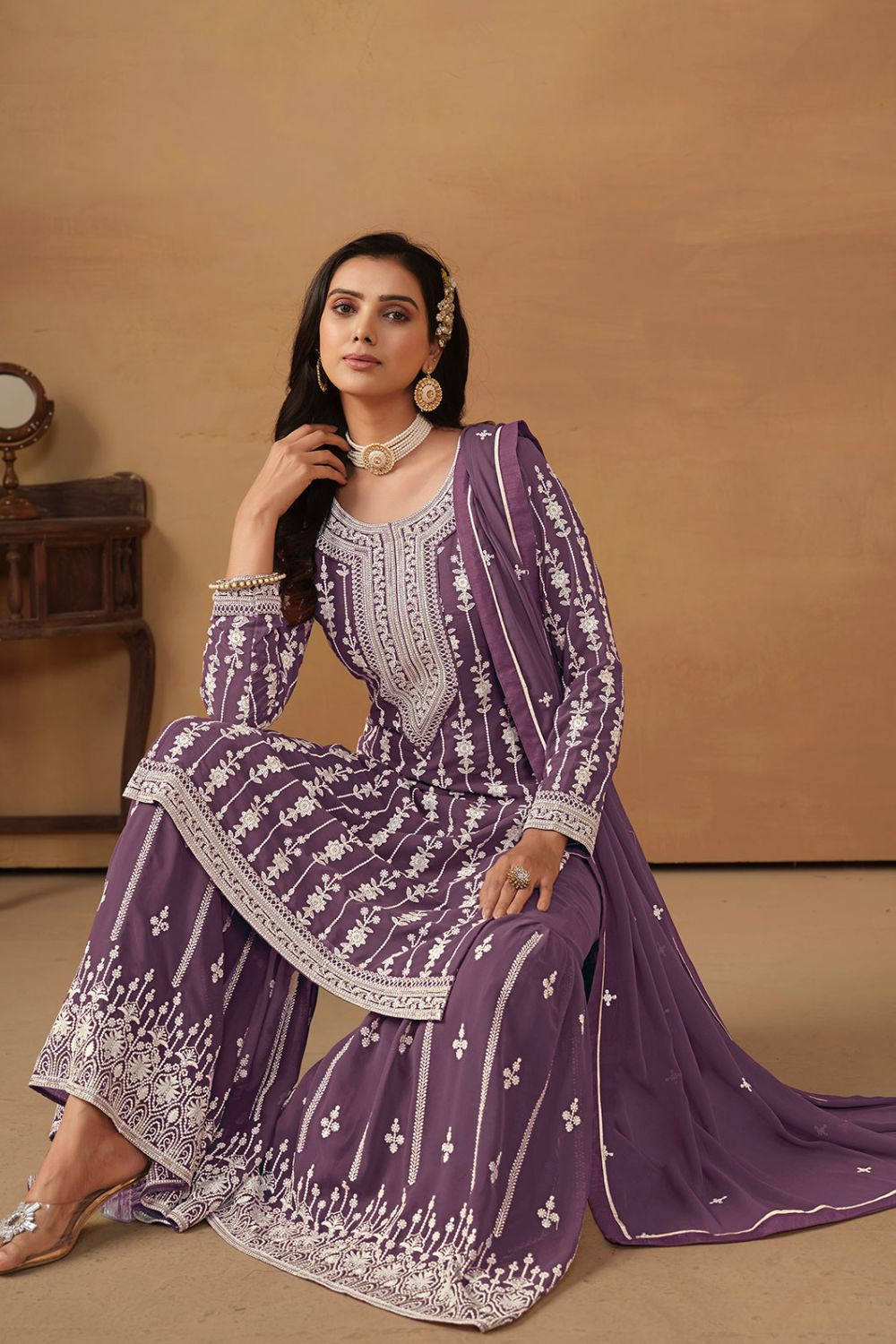 Purple Georgette Salwar Kameez - SFDFS26902