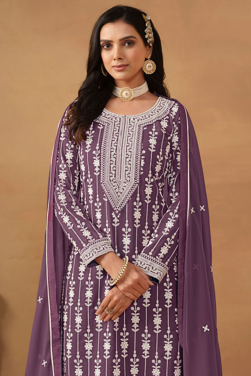 Purple Georgette Salwar Kameez - SFDFS26902