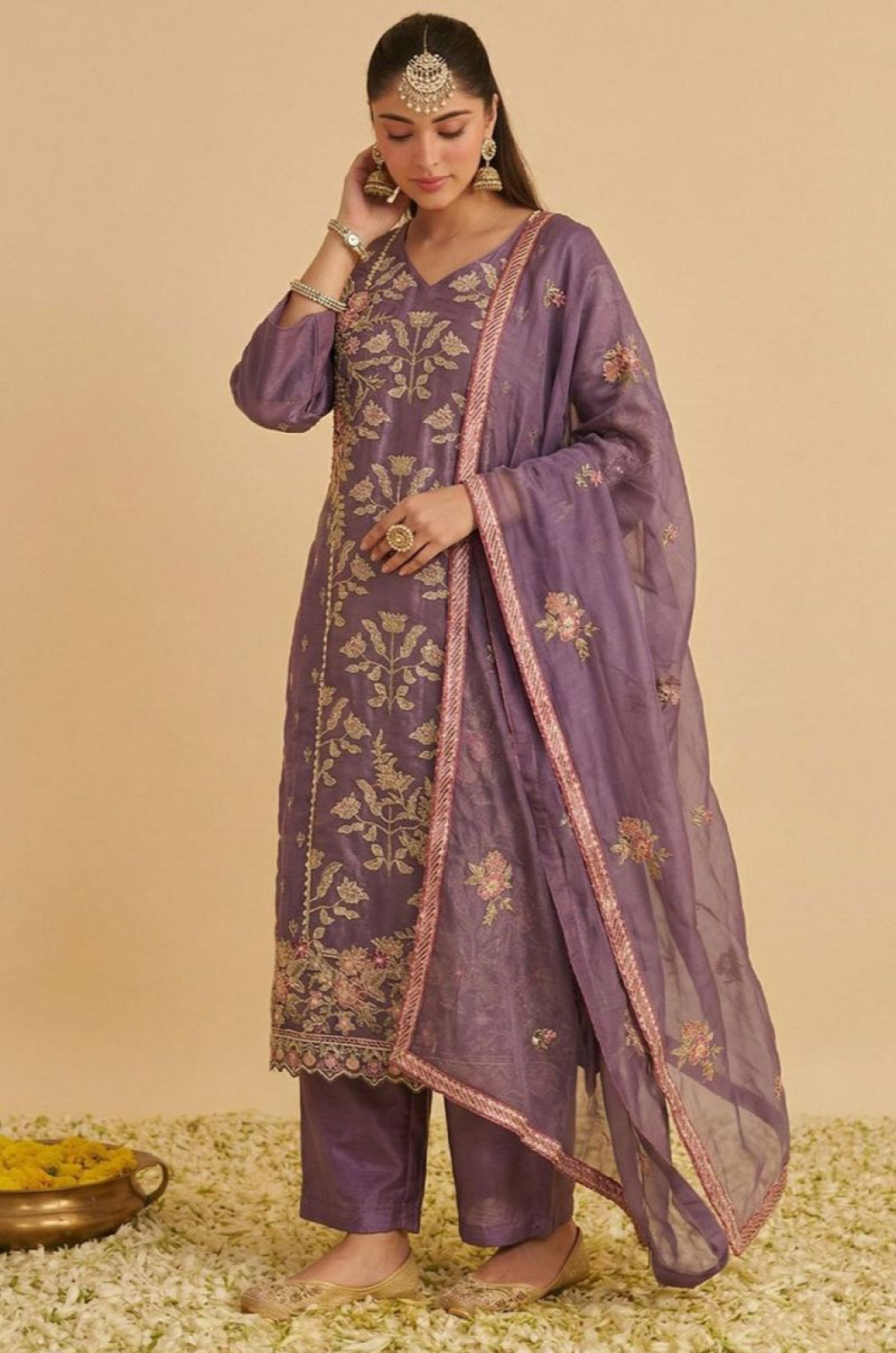 Purple Silk Salwar Kameez - SFSA565201R