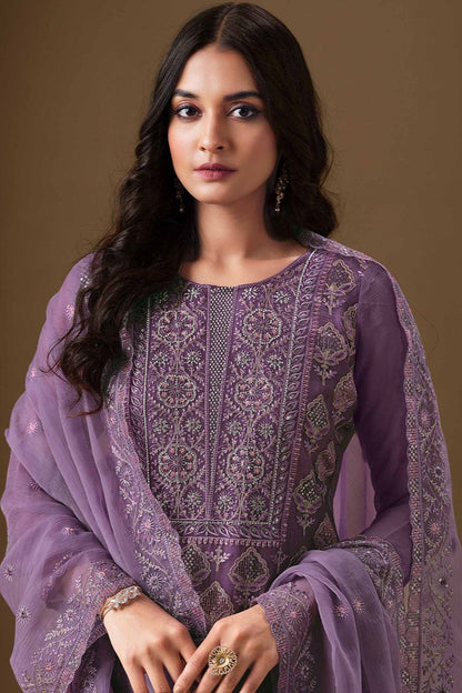 Purple Chiffon Plus Size Salwar Kameez SFVPL30502