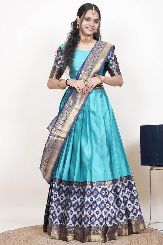 Turquoise Silk Sangeet Lehenga Choli SFROY538502