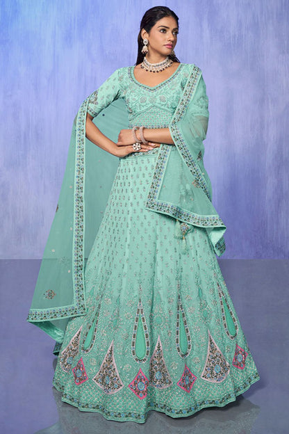Blue Georgette Evening Reception Lehenga Choli SFARY19503