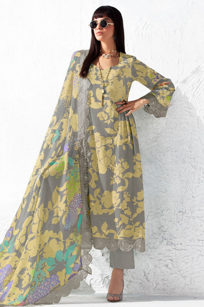 Grey Muslin Plus Size Salwar Kameez - SFYS156605