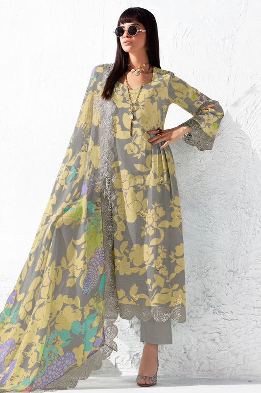 Grey Muslin Plus Size Salwar Kameez - SFYS156605
