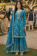 Blue Silk Salwar Kameez - SFSA566802R