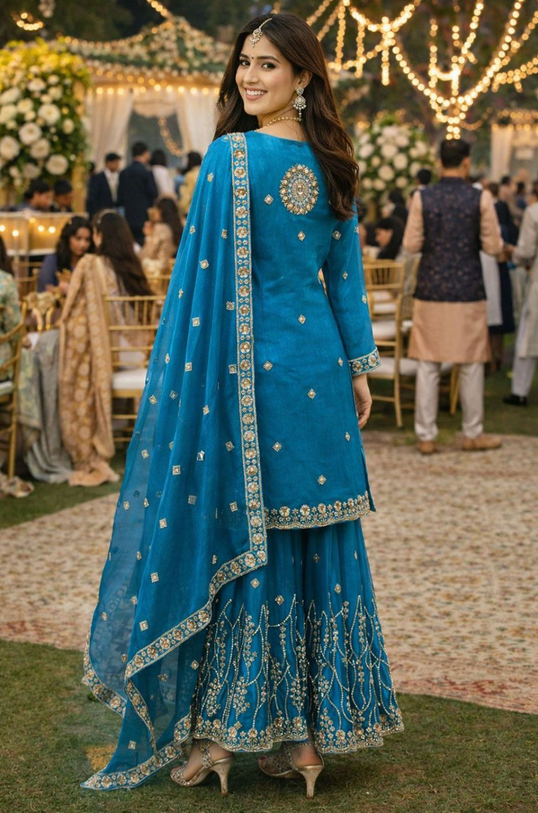 Blue Silk Salwar Kameez - SFSA566802R