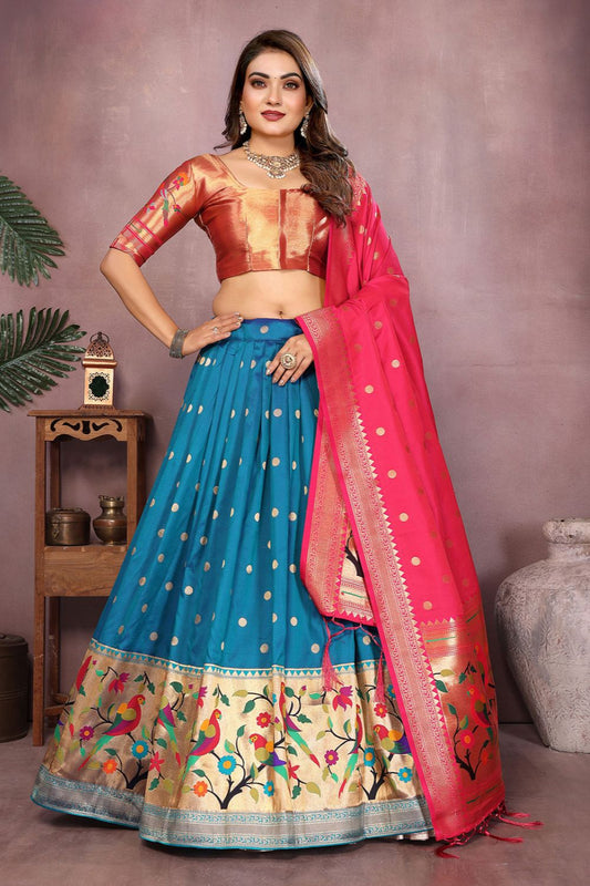 Blue Silk Partywear Lehenga Choli  SFJBNF2405R